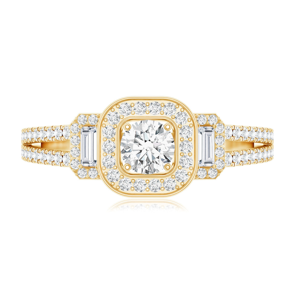 Vintage-inspired moissanite engagement ring with intricate detailing and a central sparkling moissanite stone, crafted by Rosec Jewels.