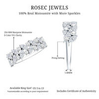 Rosec Jewels certified moissanite cluster eternity band ring with sparkling gemstone cluster design.