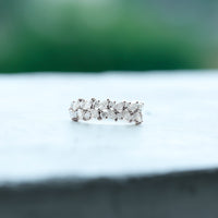 Certified Moissanite Cluster Eternity Band ring with sparkling moissanite stones, showcasing a continuous gemstone design from Rosec Jewels.