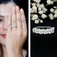 Certified Moissanite Cluster Eternity Band ring by Rosec Jewels with sparkling moissanite stones set in a continuous circle.