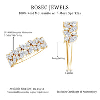 Rosec Jewels certified moissanite cluster eternity band ring with sparkling gemstone accents and intricate design.