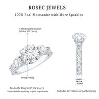 Vintage Style Moissanite 3 Stone Engagement Ring for Women