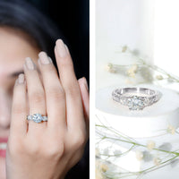 Vintage Style Moissanite 3 Stone Engagement Ring for Women