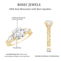 Vintage Style Moissanite 3 Stone Engagement Ring for Women