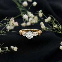 Vintage Style Moissanite 3 Stone Engagement Ring for Women