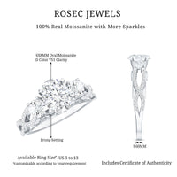 Certified Moissanite Three Stone Engagement Ring with Crossover Shank