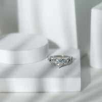 1.5 Carat Heart Moissanite 3 Stone Engagement Ring in Crossover Band