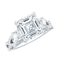 Asscher Cut Certified Moissanite Vintage Looking Engagement Ring