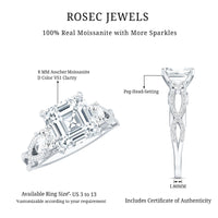 Asscher Cut Certified Moissanite Vintage Looking Engagement Ring