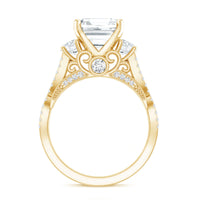 Asscher Cut Certified Moissanite Vintage Looking Engagement Ring