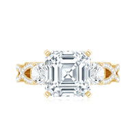 Asscher Cut Certified Moissanite Vintage Looking Engagement Ring