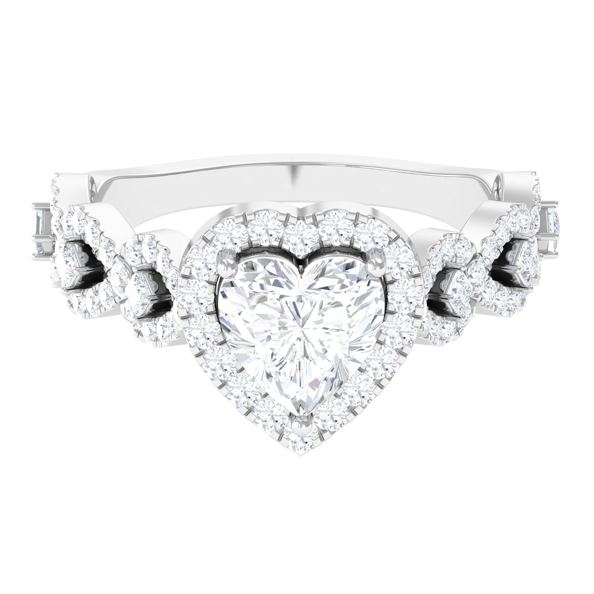 1.5 CT Heart Shape Moissanite Engagement Ring with Accent