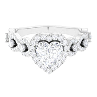 1.5 CT Heart Shape Moissanite Engagement Ring with Accent