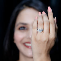 1.5 CT Heart Shape Moissanite Engagement Ring with Accent