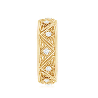 Vintage style diamond wedding band ring from Rosec Jewels, featuring a classic design with sparkling diamonds and intricate detailing.