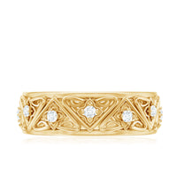 Vintage style diamond wedding band ring from Rosec Jewels, featuring intricate design and sparkling diamonds.