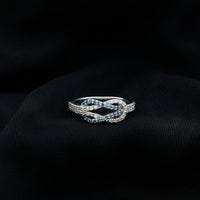 Natural Blue Sapphire Diamond Interlock Ring for Women