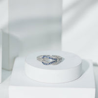 Natural Blue Sapphire Diamond Interlock Ring for Women