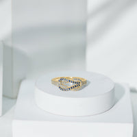 Natural Blue Sapphire Diamond Interlock Ring for Women