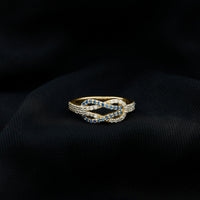 Natural Blue Sapphire Diamond Interlock Ring for Women