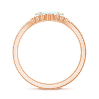 Natural Ethiopian rainbow opal diamond engagement and wedding ring set by Rosec Jewels, showcasing colorful opals and sparkling diamonds.