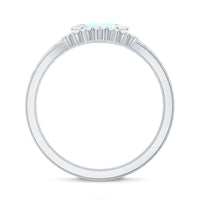 Natural Ethiopian rainbow opal diamond engagement and wedding ring set by Rosec Jewels, featuring colorful opal and sparkling diamonds.