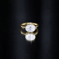 Certified 2 Carat Oval Moissanite East West Engagement Ring