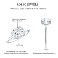 Certified 2 Carat Oval Moissanite East West Engagement Ring