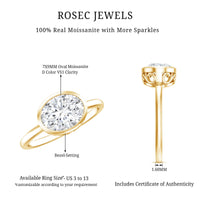 Certified 2 Carat Oval Moissanite East West Engagement Ring
