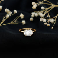 Certified 2 Carat Oval Moissanite East West Engagement Ring