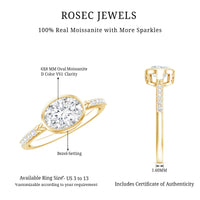 Rosec Jewels Moissanite east-west engagement ring with bezel setting showcasing a sparkling central stone and elegant band.
