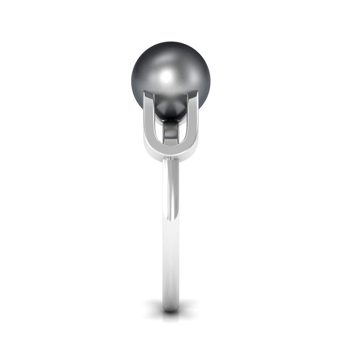 Tahitian pearl solitaire engagement ring with diamond, featuring a split shank design from Rosec Jewels, on a white background.