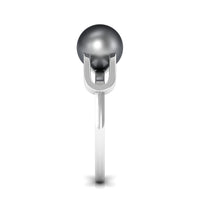 Tahitian pearl solitaire engagement ring with diamond, featuring a split shank design from Rosec Jewels, on a white background.