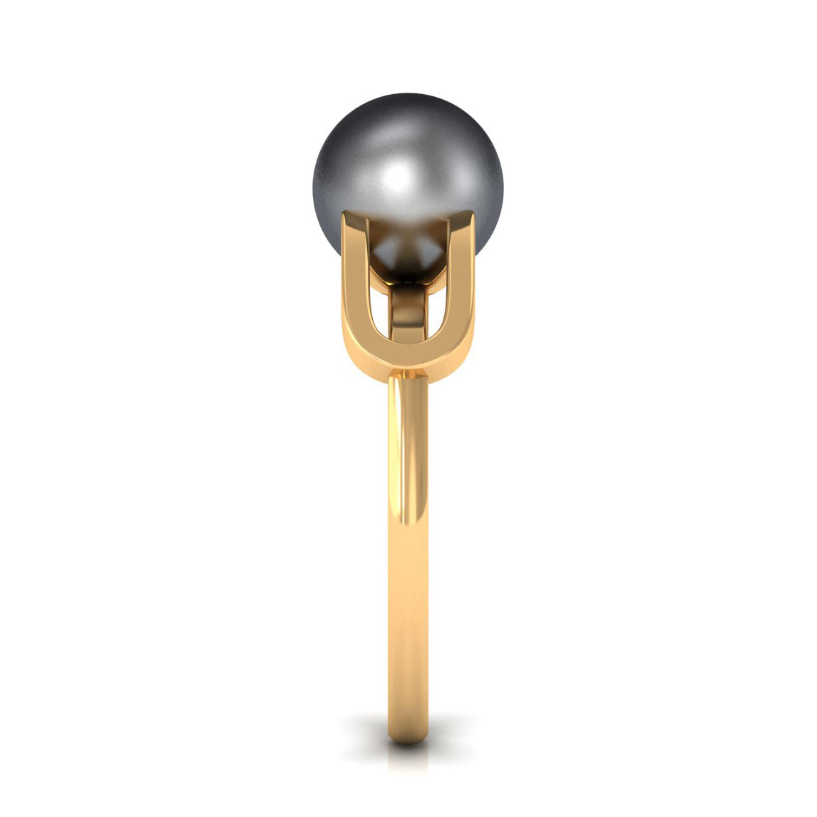 Tahitian pearl solitaire engagement ring with split shank design and diamond accents by Rosec Jewels.