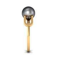 Tahitian pearl solitaire engagement ring with split shank design and diamond accents by Rosec Jewels.