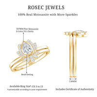 Certified Moissanite Lotus Flower Bridal Ring Set