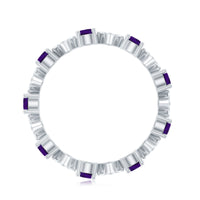Natural amethyst diamond eternity ring for women, featuring a continuous band of purple amethyst and sparkling diamonds, by Rosec Jewels