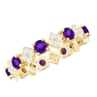 Natural amethyst diamond eternity ring for women by Rosec Jewels, featuring a continuous band of sparkling gemstones.
