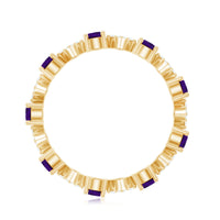 Natural Amethyst and diamond eternity ring for women, Rosec Jewels, showcasing a band with alternating purple amethysts and sparkling diamonds.