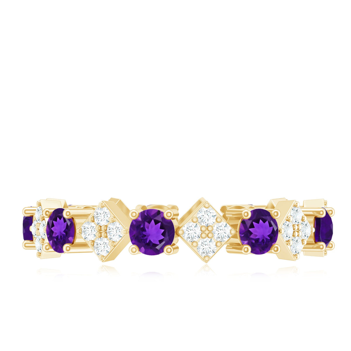 Natural amethyst diamond eternity ring for women featuring a continuous band of sparkling gemstones, crafted by Rosec Jewels.
