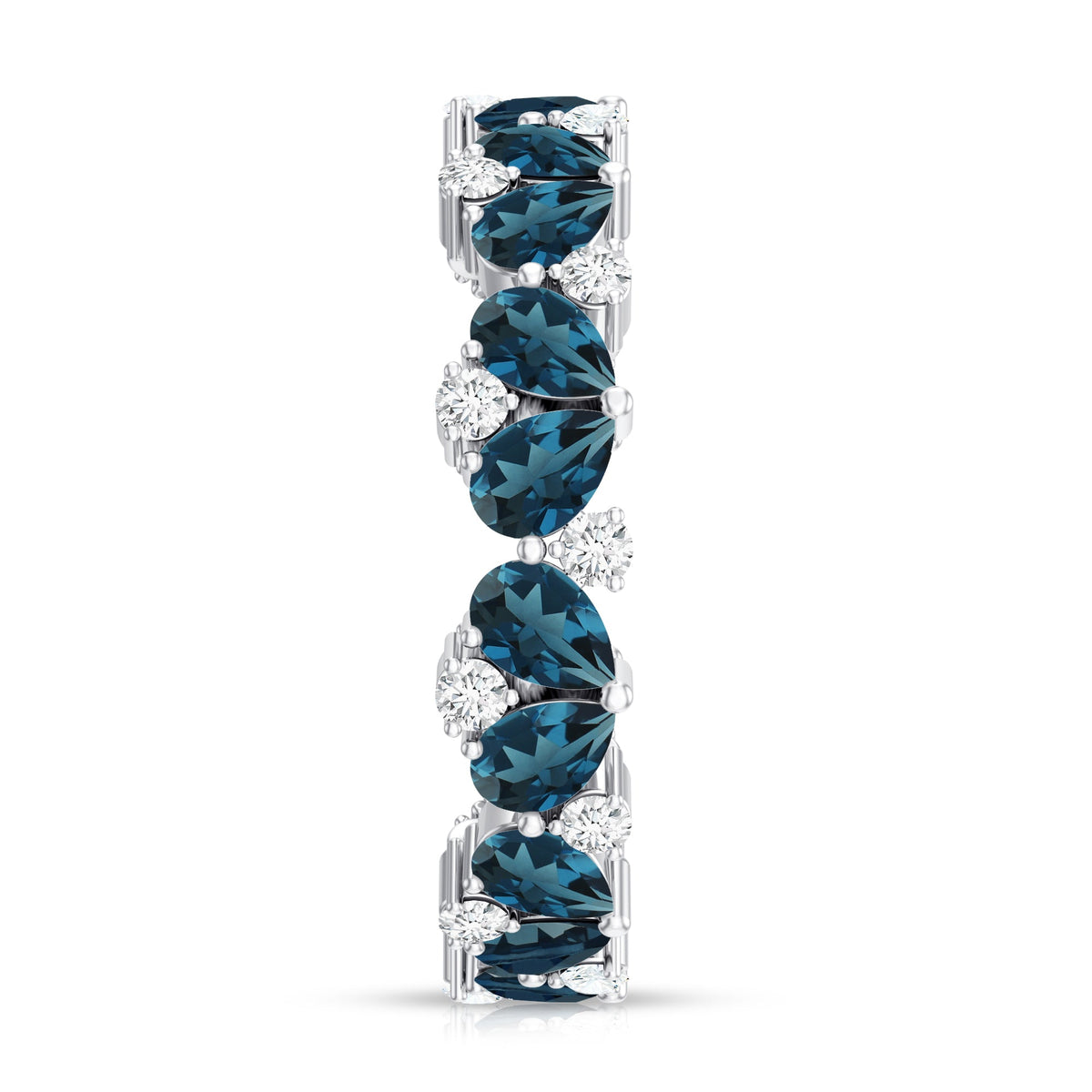 Pear Shaped London Blue Topaz and Diamond Full Eternity Band