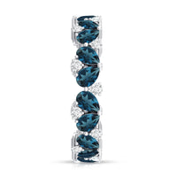 Pear Shaped London Blue Topaz and Diamond Full Eternity Band