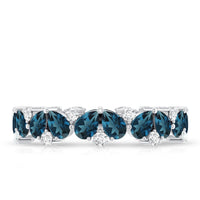 Pear Shaped London Blue Topaz and Diamond Full Eternity Band