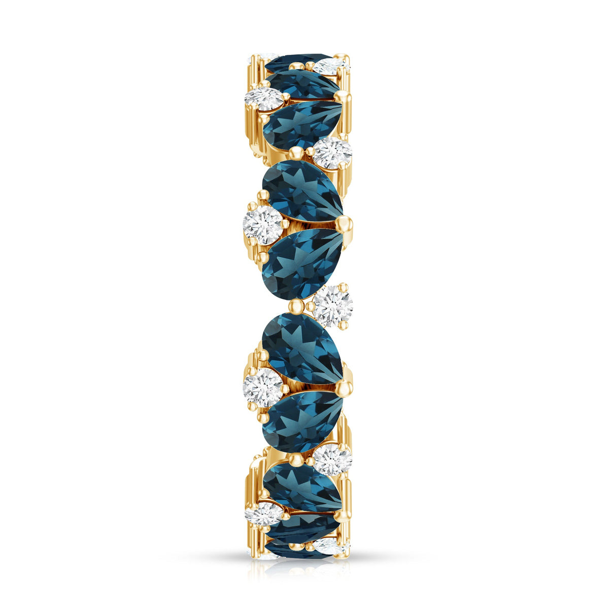 Pear Shaped London Blue Topaz and Diamond Full Eternity Band