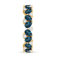 Pear Shaped London Blue Topaz and Diamond Full Eternity Band