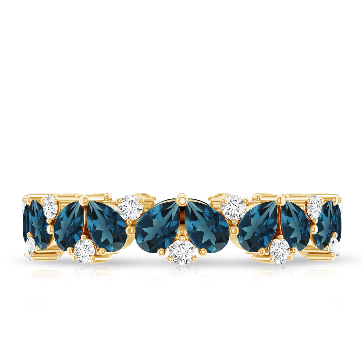 Pear Shaped London Blue Topaz and Diamond Full Eternity Band