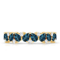 Pear Shaped London Blue Topaz and Diamond Full Eternity Band