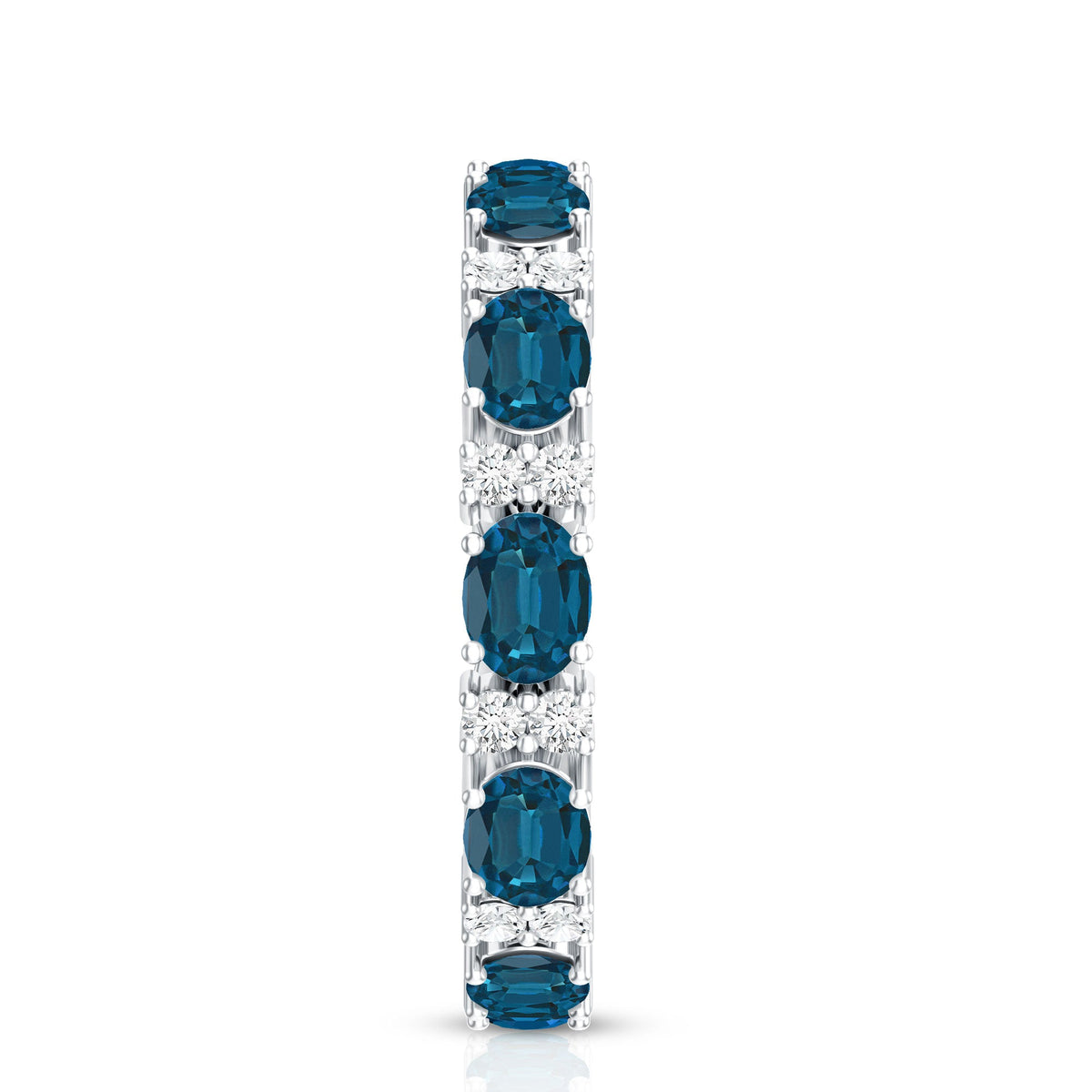 Oval Cut London Blue Topaz Full Eternity Band with Diamond