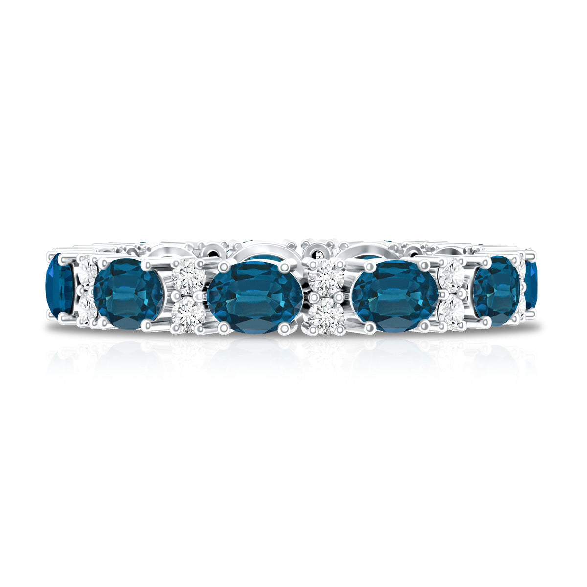 Oval Cut London Blue Topaz Full Eternity Band with Diamond