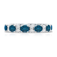 Oval Cut London Blue Topaz Full Eternity Band with Diamond